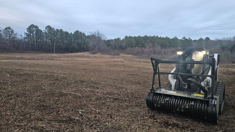 Bobcat T86 with mulching head on freshly mulched ground