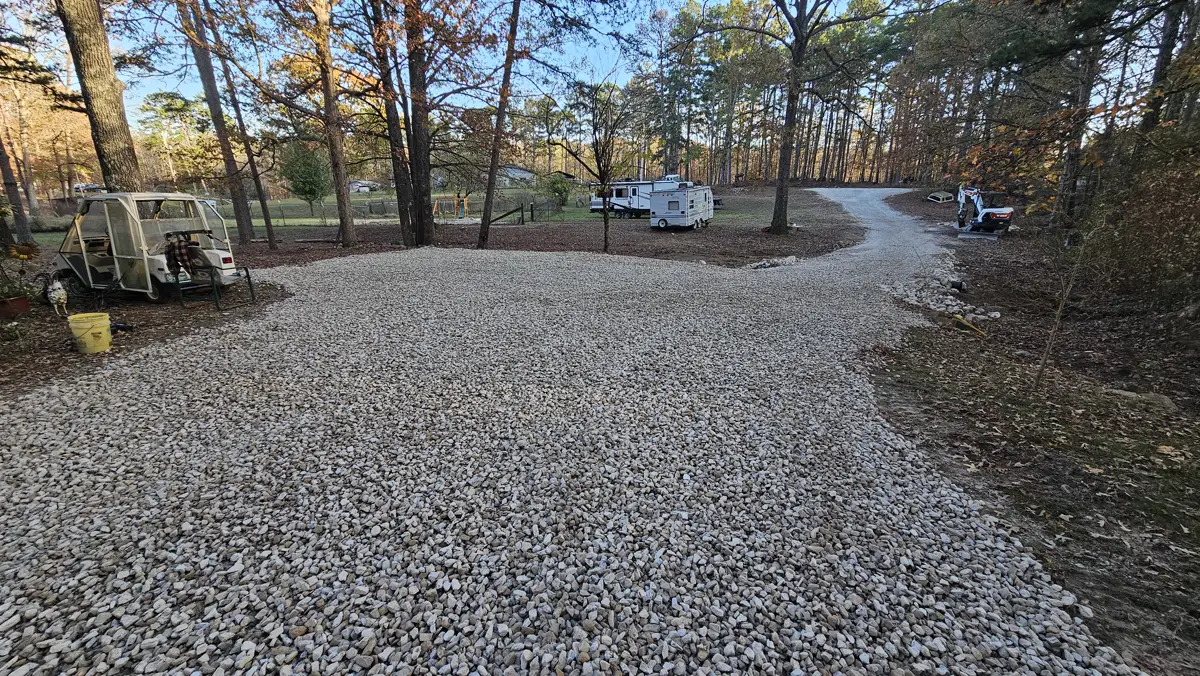 Finished white gravel driveway