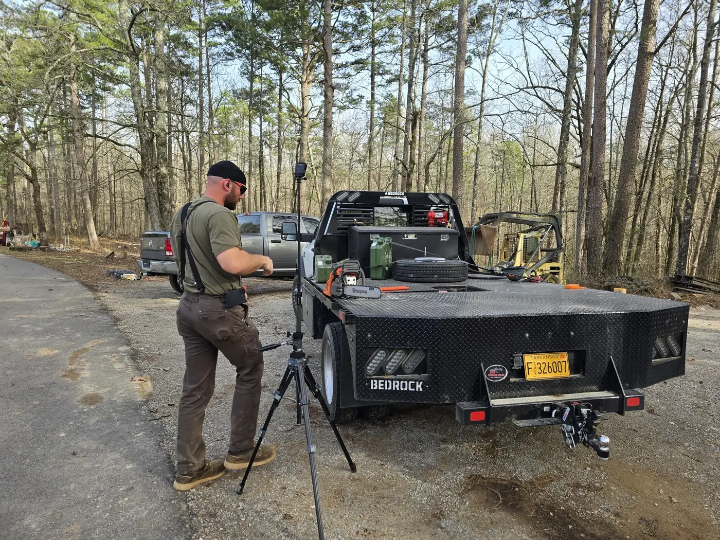 Preparing equipment during a tree-removal project